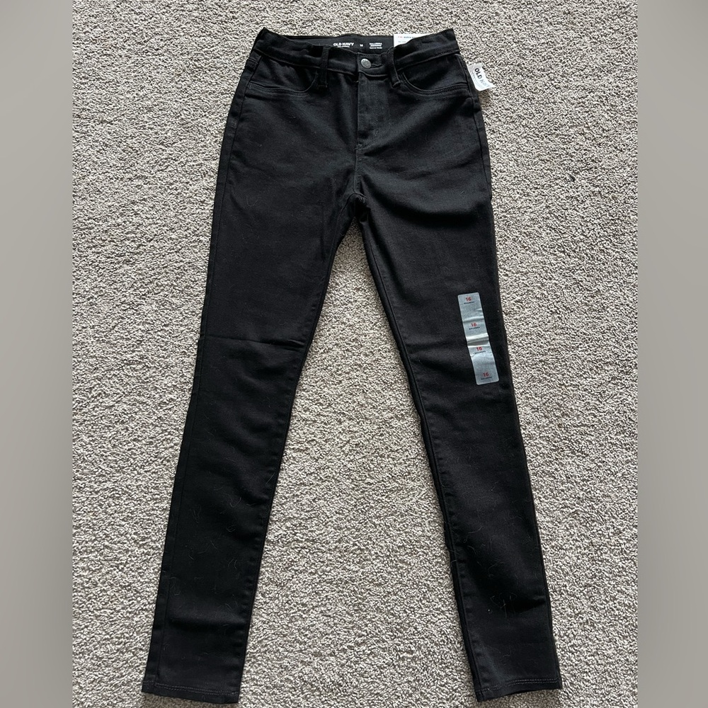 NWT Girl’s Old Navy Ballerina 360° Stretch High-Waisted Black Skinny Jeans sz 16